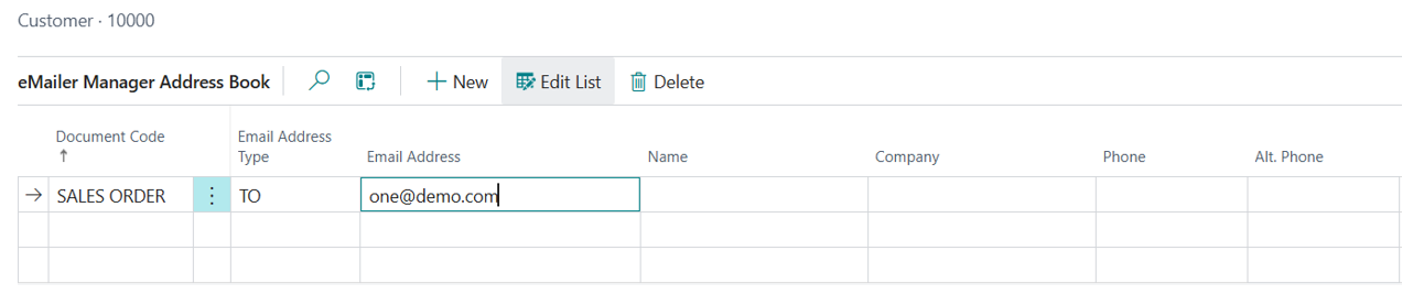 Address Book, Editable Fields