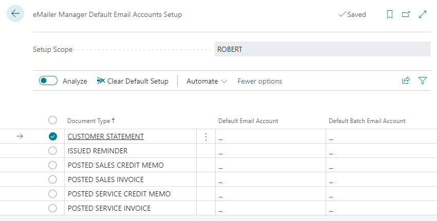 Default Email Accounts