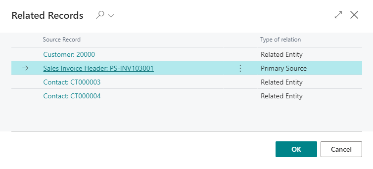 Source Document / Related Records Screen