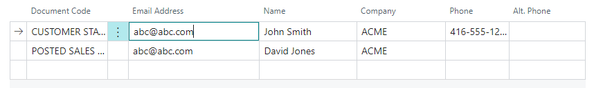Address Book, Editable Fields