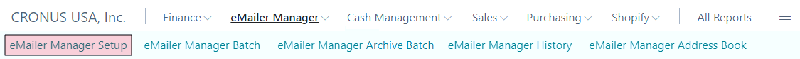eMailer Manager sub-menu