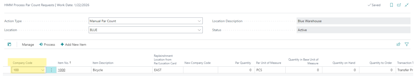 PAR Count Process Page