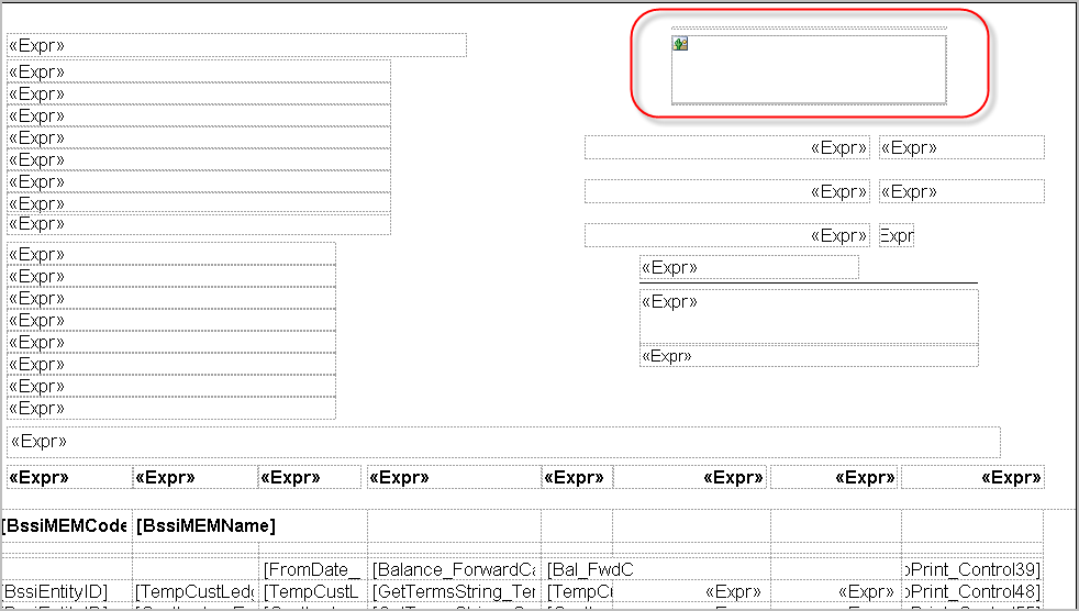 Image of Customer Statement by Entity report in Microsoft Report Builder with the Binary Stream entity logo enlarged.  