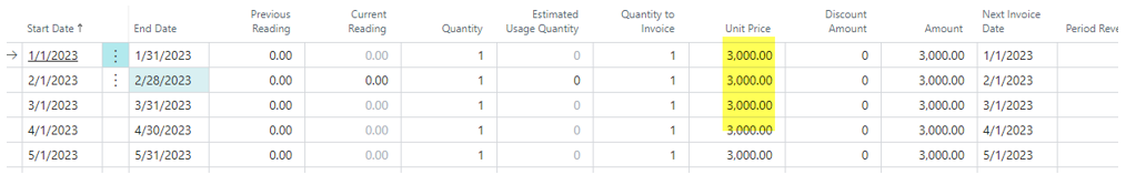 Billing Schedule Lines