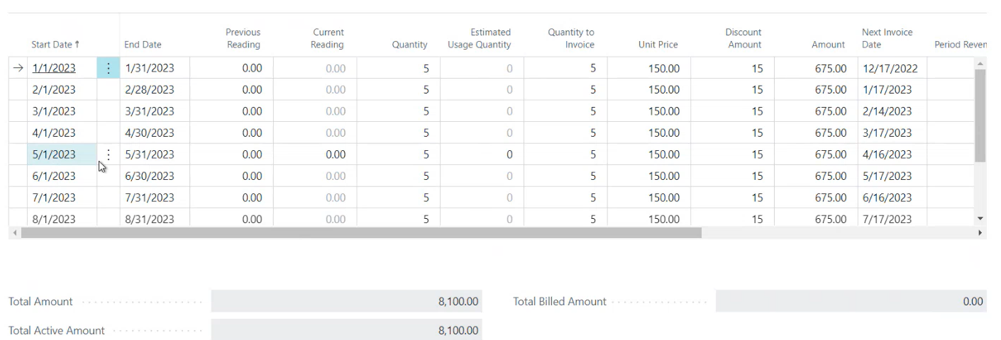 Billing Details Screen