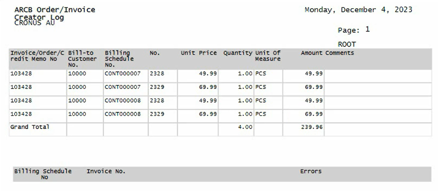 Consolidated Invoice