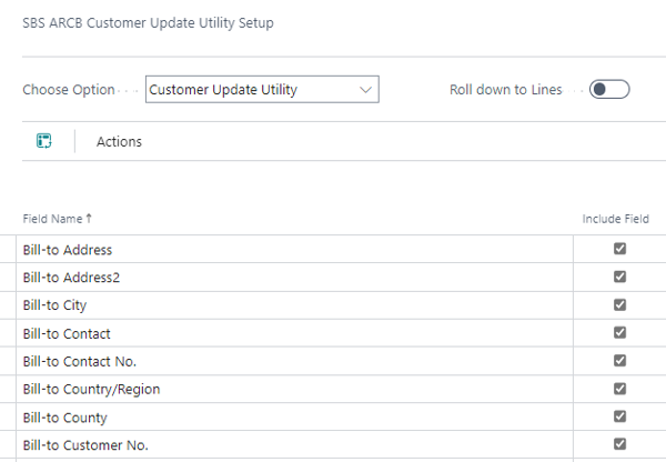 Customer Update Utility Setup screen Customer Update Utility Setup screen