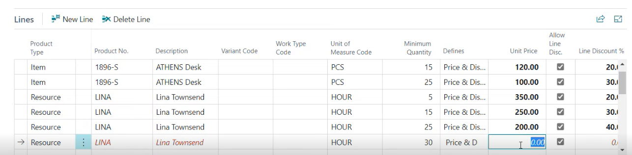Add a New Sales Line