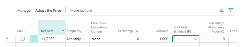 Price Adjustment, First Line