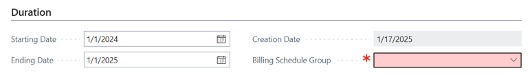 Billing Schedule Group