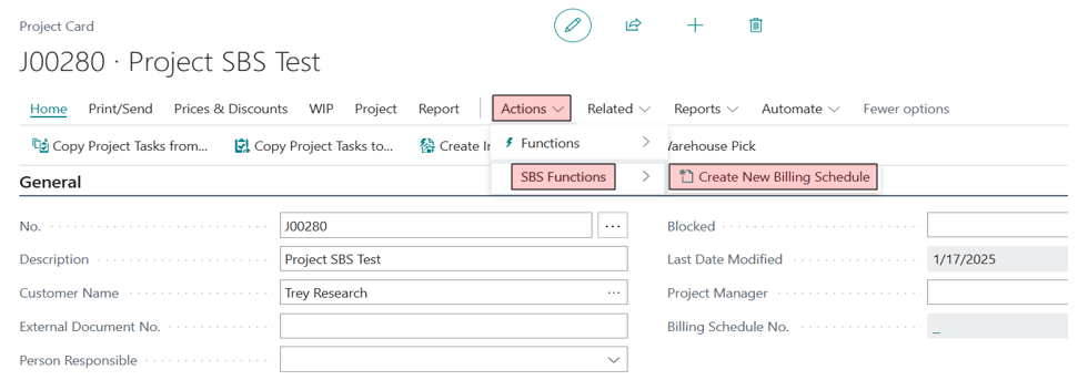 Create New Billing Schedule