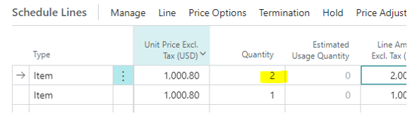 Schedule Line Quantities