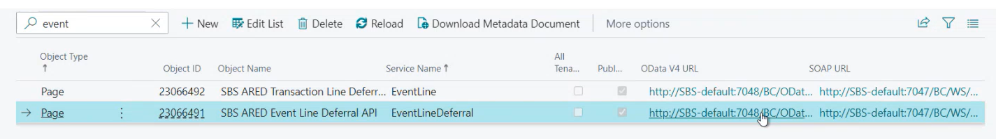 Web Services, Trans Line, Event Line