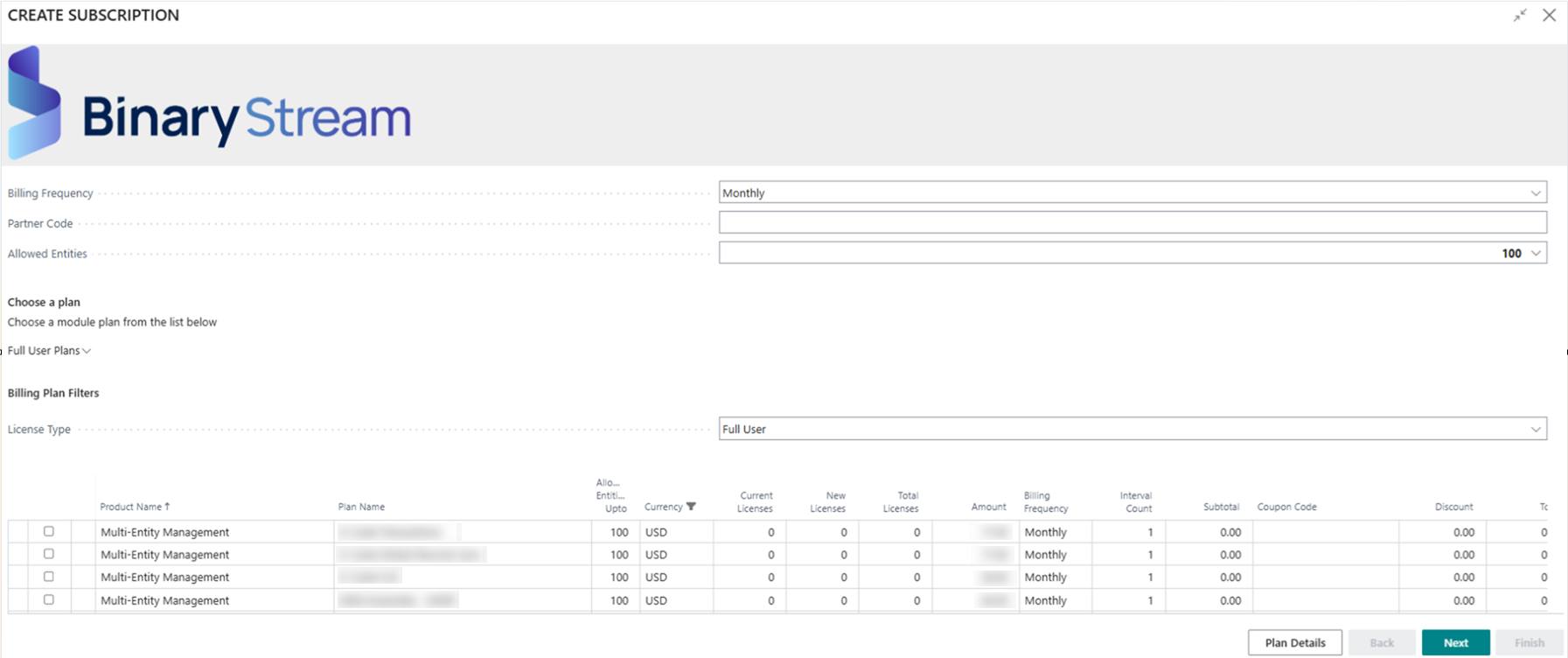 Binary Stream Create Subscription Page MEM